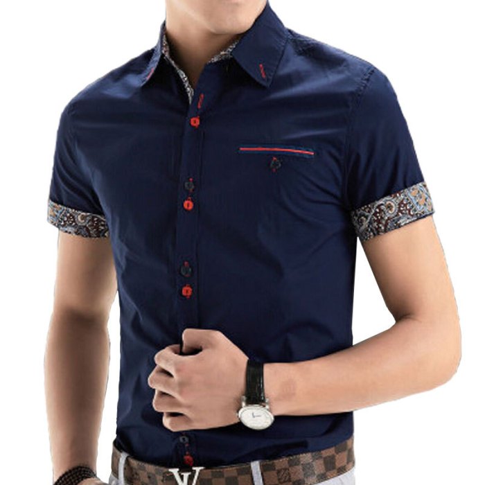 Men's fashion short sleeve dress shirts