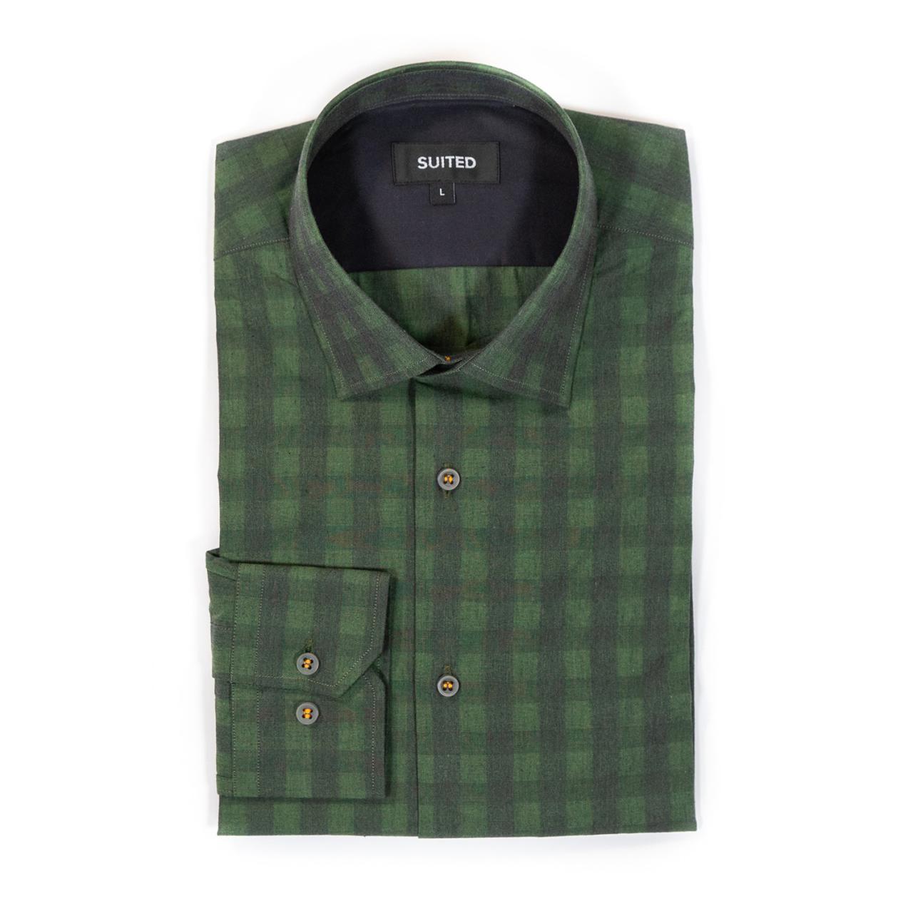 Mens hunter green dress shirt