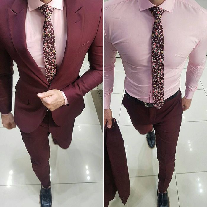 Mens pink dress shirt and tie