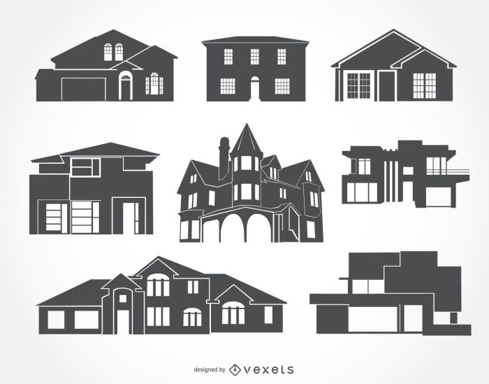 Desain vector rumah siluet